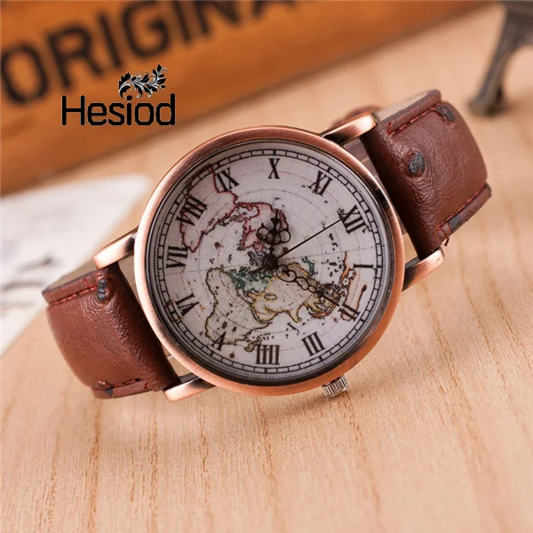 Vintage Map Plane Pattern Watch Fashion Leather Watch Quartz Wristwatch Women/Me Vintage Map Plane Pattern Watch Fashion Leather Watch Quartz Wristwatch Women/Me