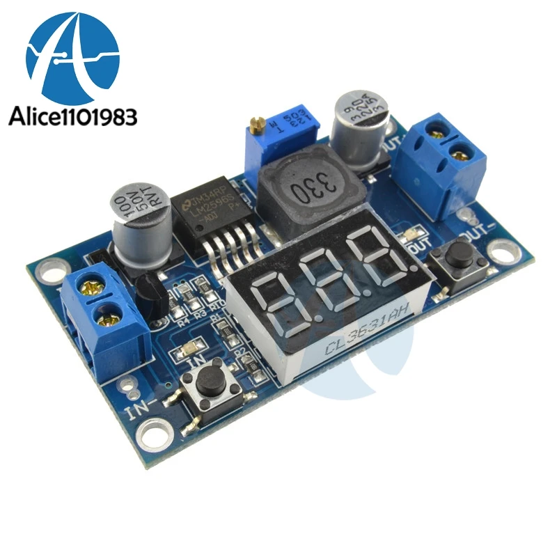 

LM2596 Buck Step Down Power Converter Module LED Digital Voltmeter Display Adjustable Board DC-DC 2A Short Circuit Protection