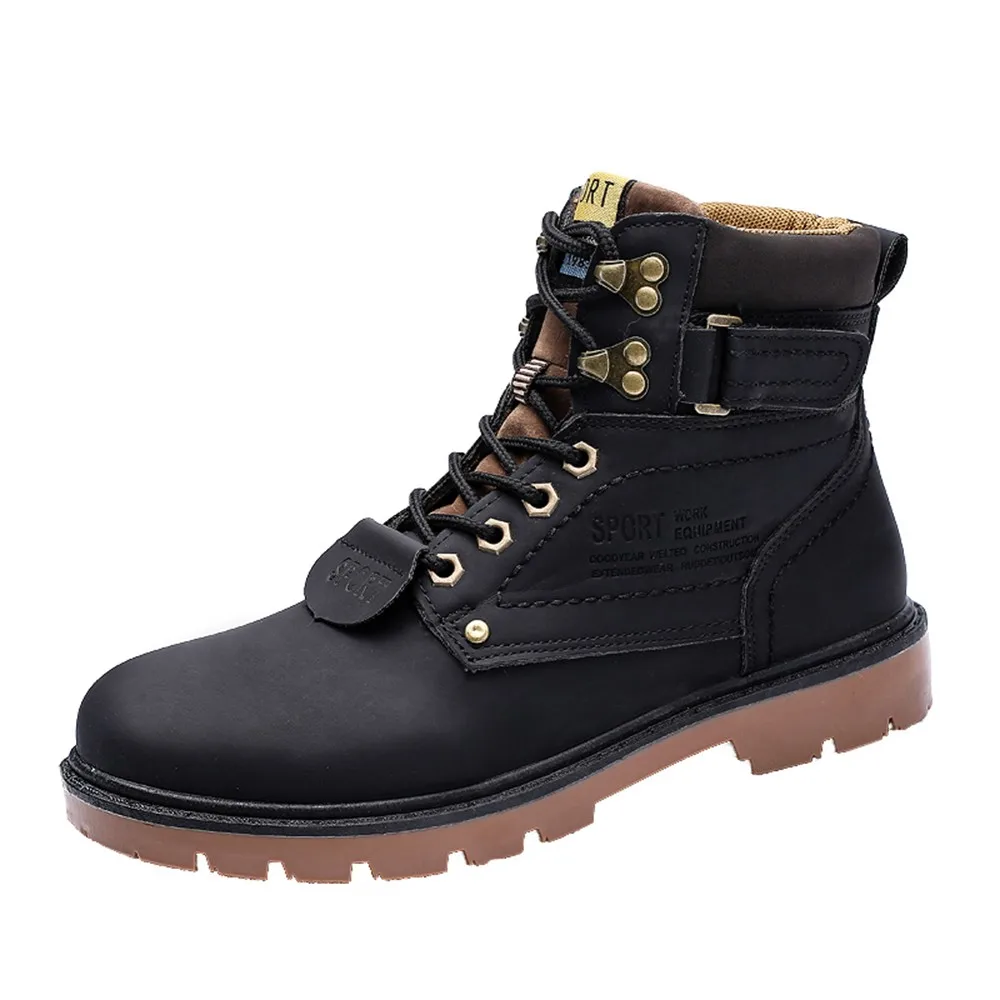 

SAGACE Winter men's boots non-slip wear outdoor tooling large size shoes retro trend men's Martin boots non-slip headwear shoes