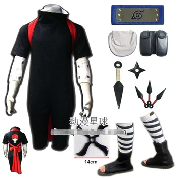 

uchiha sasuke cosplay costume full set include shoes + kunai +headband+leg &waist bag Halloween costume