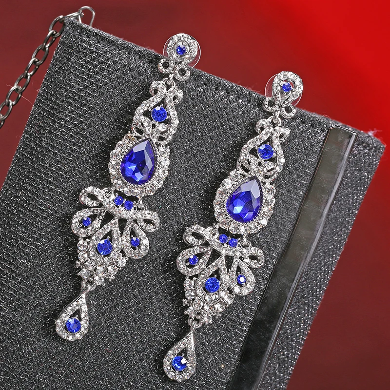 

New Arrival luxury fashion long crystal earrings Luxury Bride Wedding Earrings for Women Amazing Wedding Jewelry Party Gift
