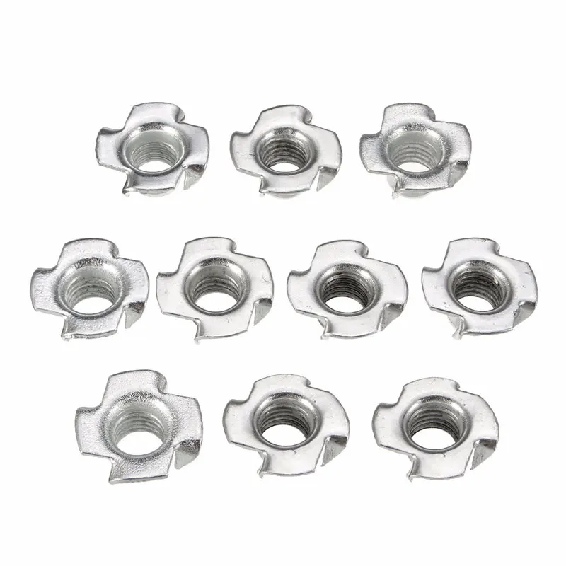 MTGATHER 10pcs/Set Four Prong Furniture T Nut Inserts For Wood Zinc