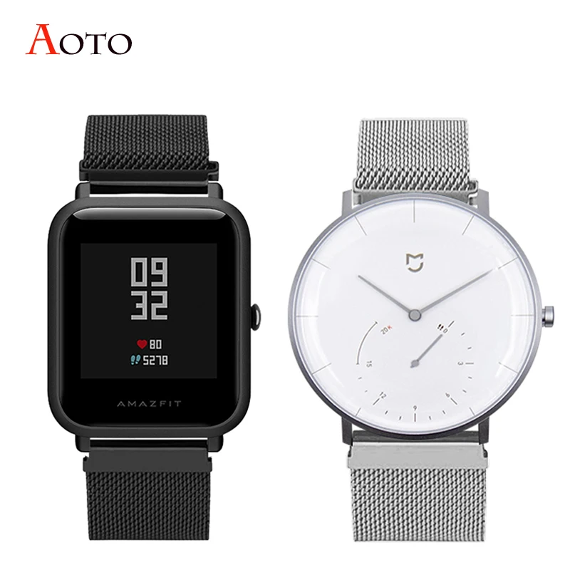 

Bracelet For Xiaomi Mijia Quartz Watch Strap Watchbands Metal Stainless Steel Xiaomi Amazfit Bip Smart Watch Wrist Milan strap
