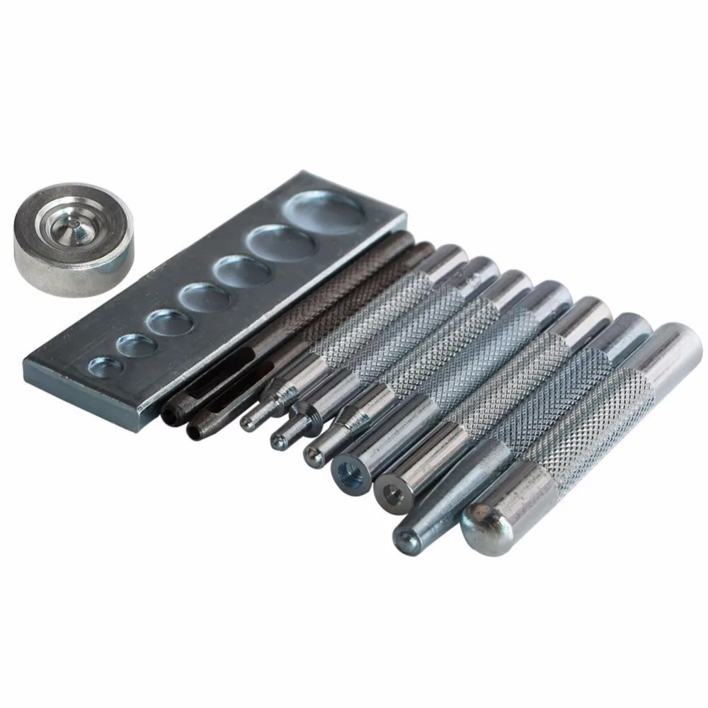 

DIY Leathercraft Craft Tool Die Punch Snap Kit Rivet Setter with Base for Punch Hole and Install Rivet Jean Button Tool