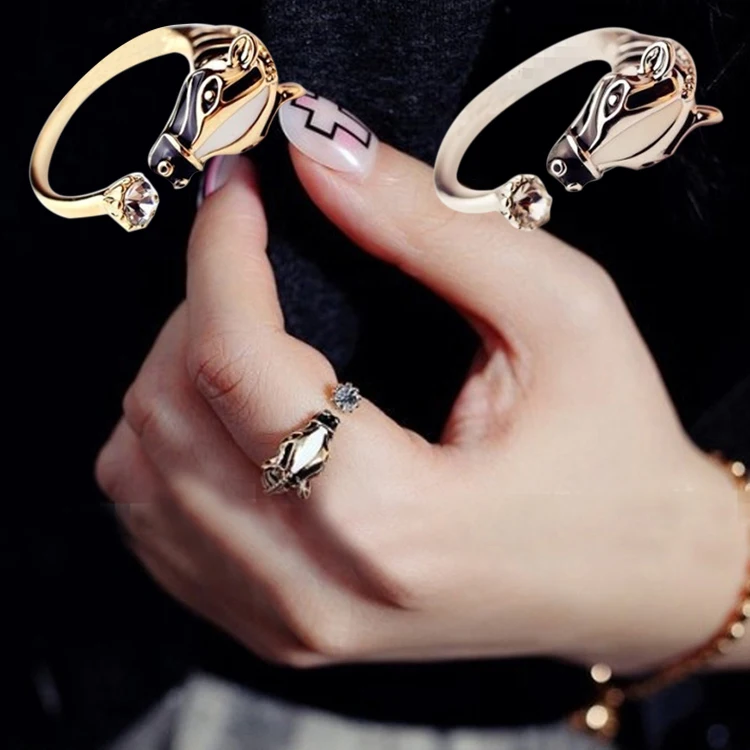 

Hot Sale Women Fashion Zebra Horse Head Adjustable Index Finger Opening Ring Characteristic Jewelry Free Shipping RING