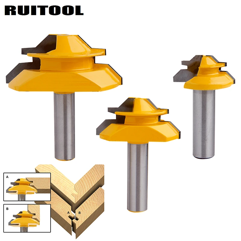 

1pc Tenon Cutter 45 Degree Router Bit Milling Cutters 1/2'' Shank Lock Miter Wood Cutter For MDF Wood Plywood Woodworking Tools