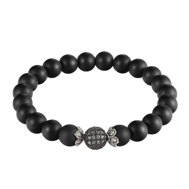 Bracelet homme perle noir mat Clearance