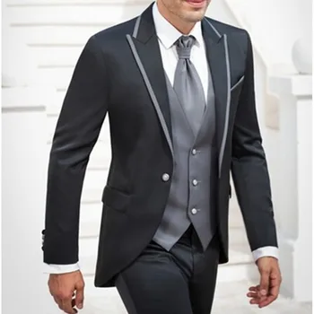 

Fashion Men Suits 2017 Popular Groomsmen Men's Wedding Tuxedos Prom Suit Business Men Office Wear (Jacket+Pants+Vest+Tie)