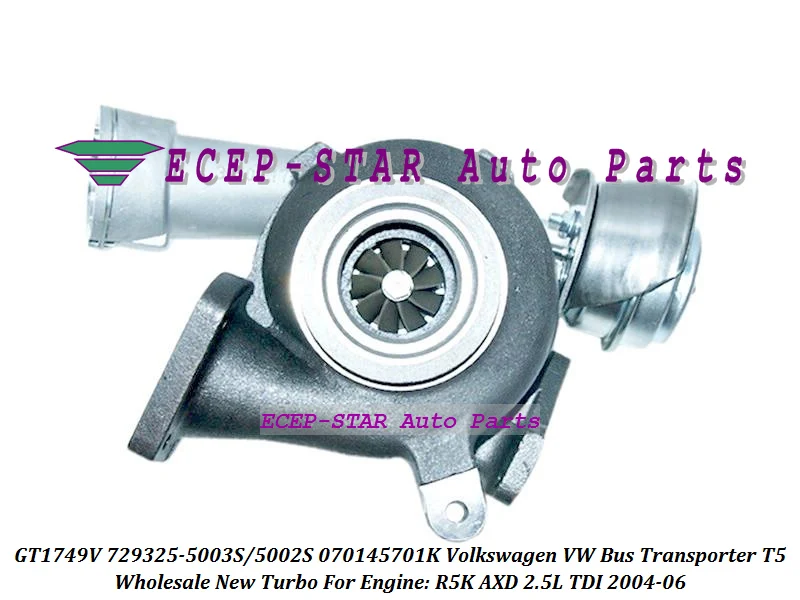 GT1749V 729325 729325-5003S 729325-5002S 070145701K Turbo Turbocharger For VOLKSWAGEN VW Bus Transporter T5 2004-06 R5K AXD 2.5L  (6)