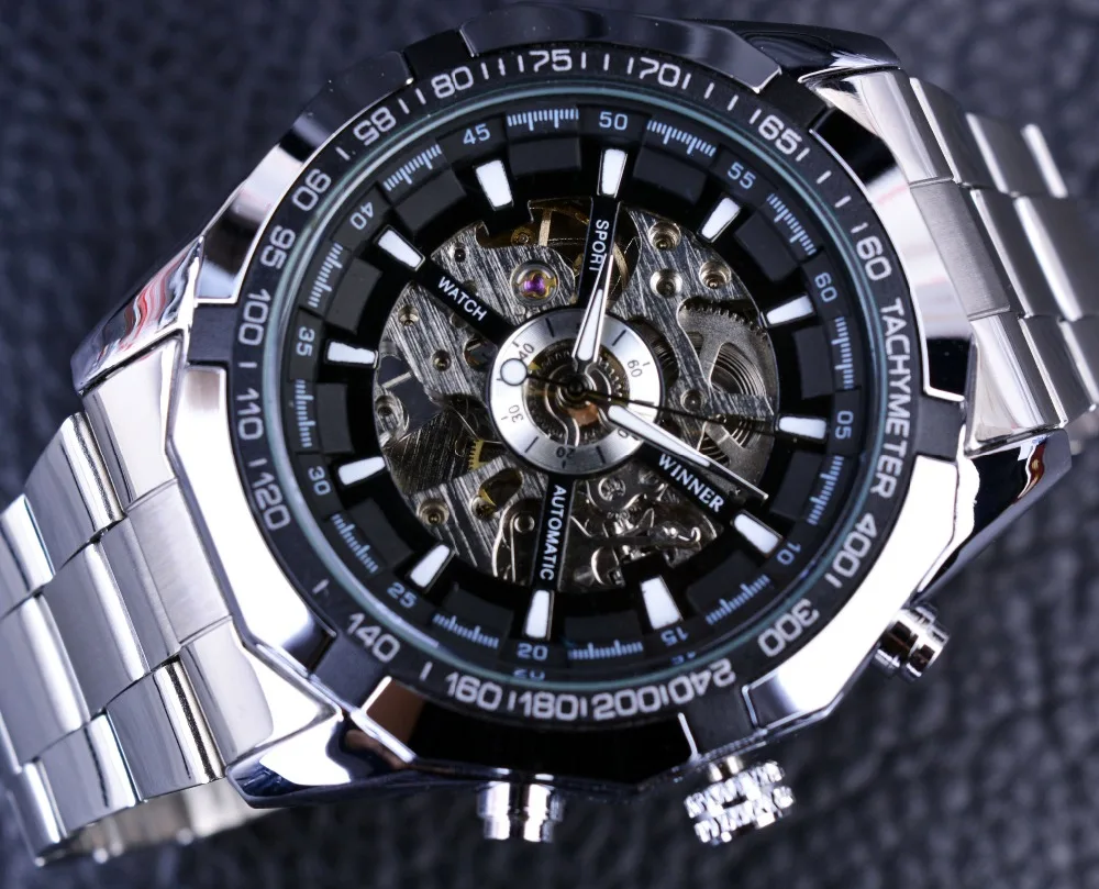Sport Skeleton Stainless Steel Designer Men Watch for Winner
