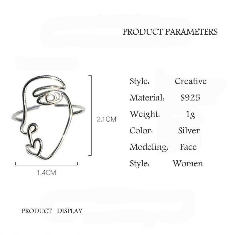 XIYANIKE простые кольца из стерлингового серебра S925 пробы с креативными линиями для лица, не выцветает, простое кольцо для женщин VRS2316