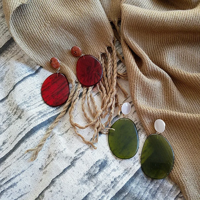 Модные полимерные оливково-красные милые популярные Стильные Серьги