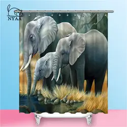 Nyaa 3D Африка слон занавески для душа три слона водостойкие полиэстер ткань ванная комната шторы домашний декор