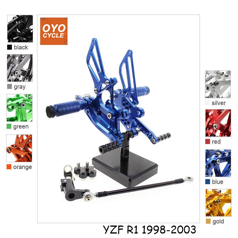 

CNC Adjustable Rearsets Foot Rest Foot Pegs Foot Rests For Yamaha YZF R1 1998 1999 2000 2001 2002 2003