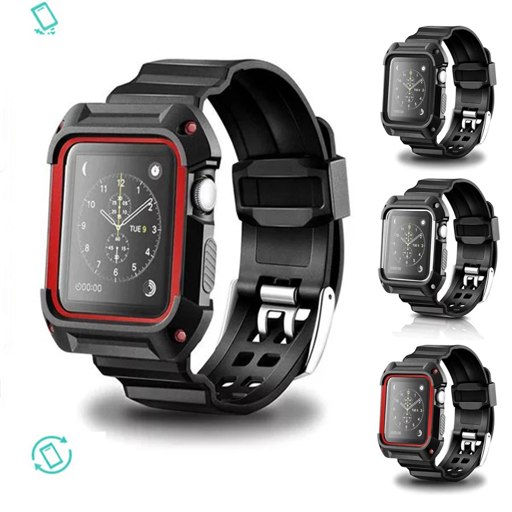 

Bracelet For apple watch strap 42mm 38mm Anti-impact Silicone Bands TPU Straps For Apple Watch Series 4 3 2 1 Band For Men