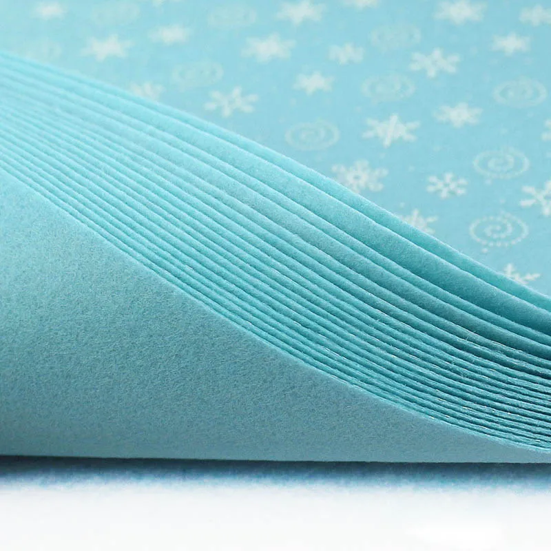 Печатный войлочный нетканый тканевый светильник, синяя Снежинка, Полиэстеровая ткань для шитья, рукоделия, украшение дома, узорчатый комплект 30x30 см