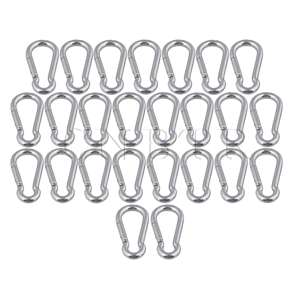 

CNBTR Multifunctional M5 50mm 304 Stainless Steel Spring Snap Hook Carabiner Quick Link Lock Hook Pack of 25