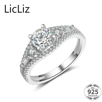 

LicLiz Micro Pave Cubic Zirconia Eternity Ring Wedding Band Women Layer Hollow CZ Halo Solitaire Engagement Cocktail Ring LR0452