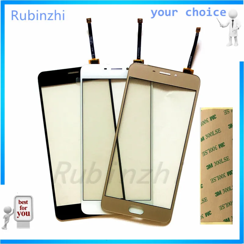 

RUBINZHI phone Touch Screen Panel Sensor Front Glass For Meizu M5 note Touchscreen Digitizer Replacement Lens with 3m tape