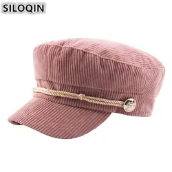 SILOQIN 2018 Новый стиль зима Для женщин газетчик Кепки веревки с головной убор украшения Винтаж женский шляпа элегантные бренды Кепки для Для