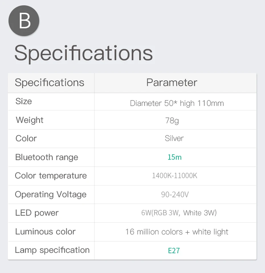 Original Lifesmart Smart LED Bulb 16 M RGB Colorful 6W E27 90-240V Bluetooth APP Smart Phone Remote Control For Bedside Lamp (10)