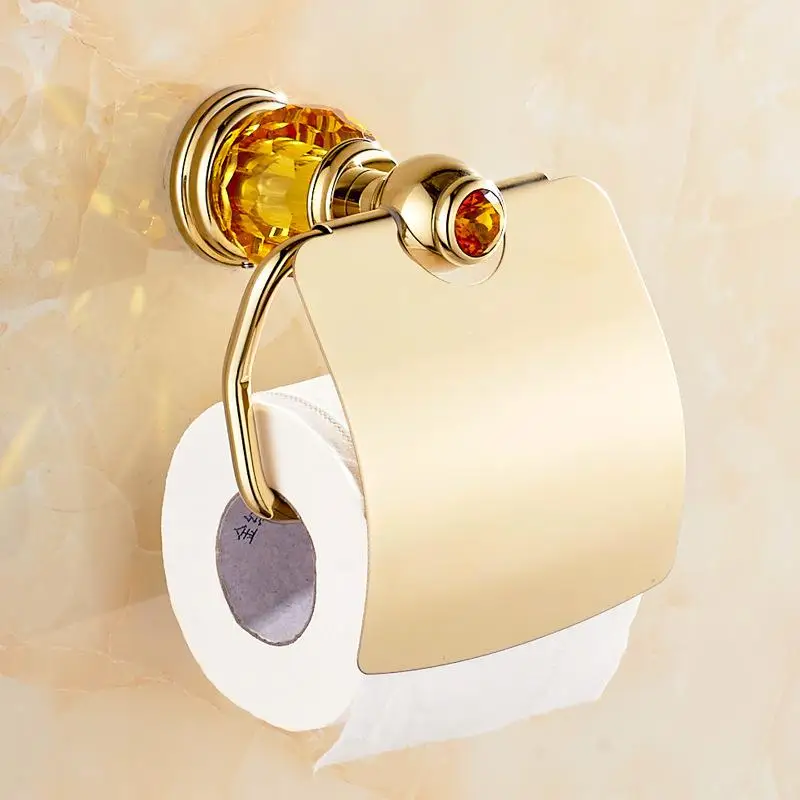 Европейский полированный Кристальный держатель туалетной бумаги Античная Латунь Коробка для рулона салфеток Держатель Аксессуары для ванной комнаты TJ90 - Цвет: B