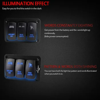 Panel de interruptor MICTUNING de 5 pines, interruptor de encendido/apagado, Panel de Control, arnés de cableado de luz LED de 12/24V para barco, coche, barco, ATV, UTV 2