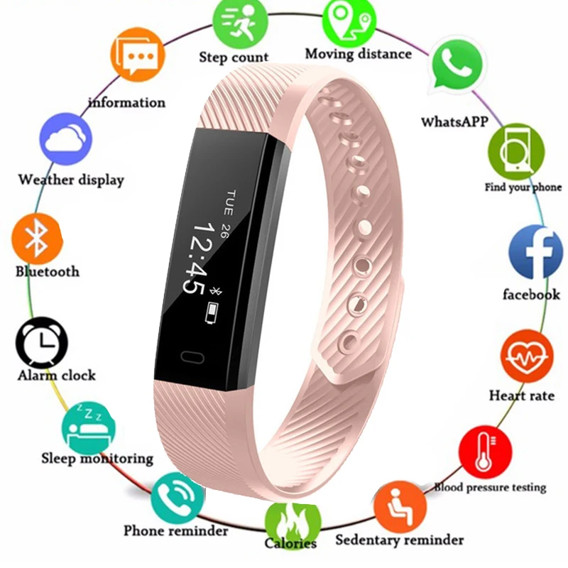 

ID115 Smart Bracelet Fitness Tracker Step Counter Activity Monitor Band Vibration Wristband Smart Watch Men NEW