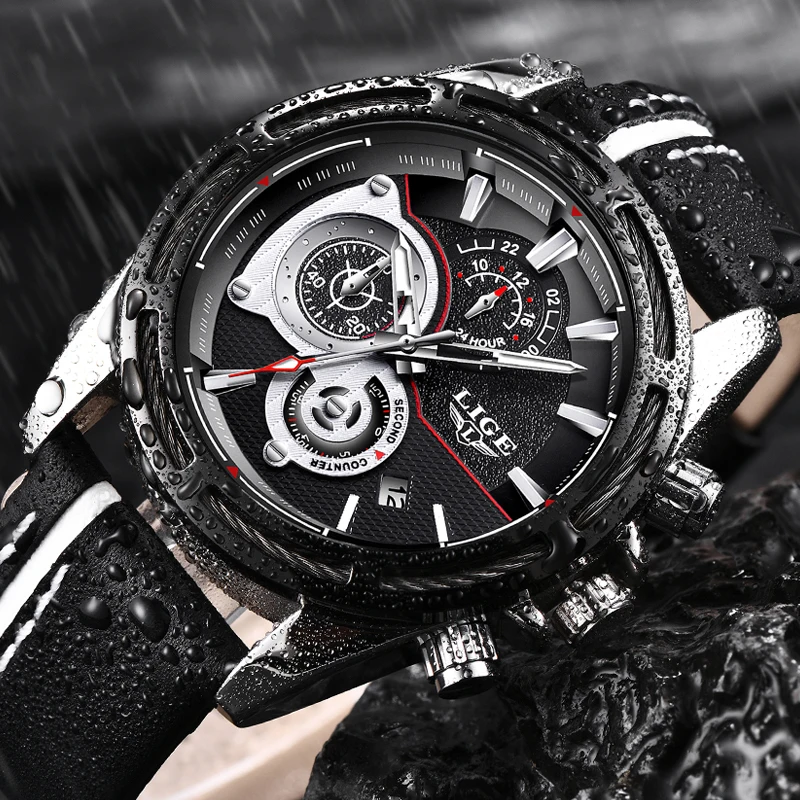 Мужские кварцевые часы Relojes Hombre спортивные водонепроницаемые с большим