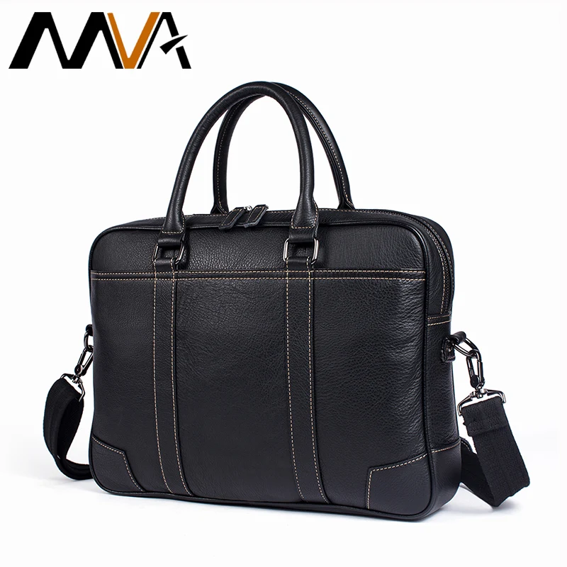 MVA Leather Briefcases Men Handbags Genuine Leather Laptop Bag Big