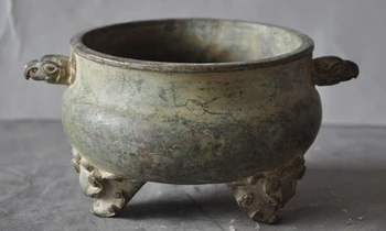 

6" MarkedOld Chinese bronze Dragon Phoenix Head Incense burner Censer