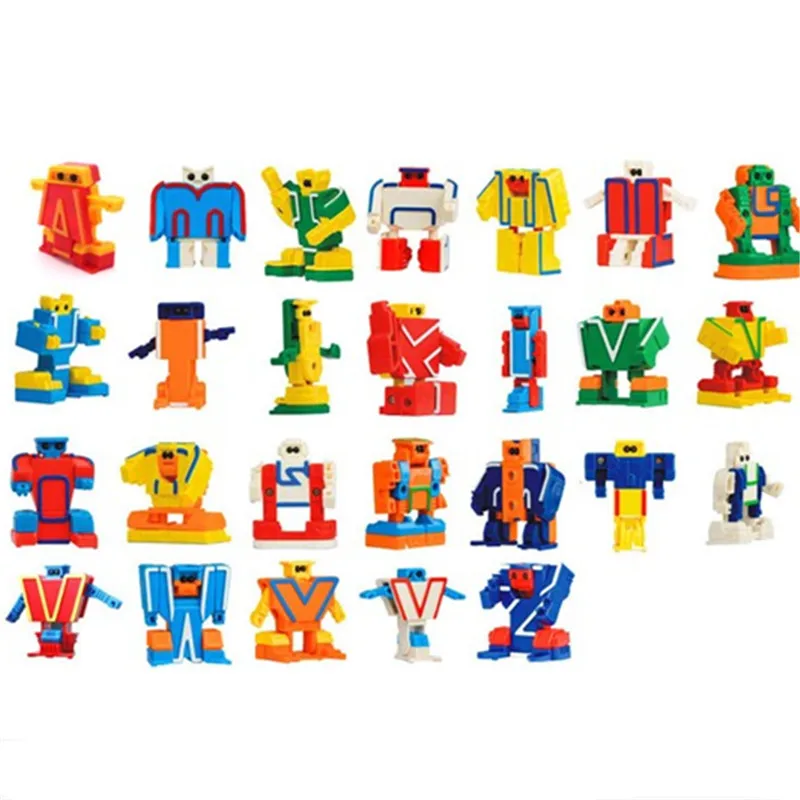 

26pcs English Letter robots Deformation Alphabet Transformation robots Puzzle Assembled Robot Educational kids learn English