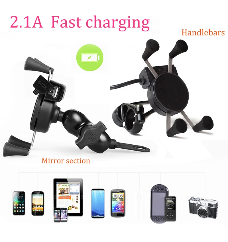 

Motorcycle Bike Mobile Phone Stand Holder With USB Charger Socket phone Fast Charging Mount bracket For Samsung Galaxy S8 Xiaomi