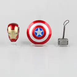 Мстители супер герой оружие Капитан Америка щит + Железный человек шлем + Тор молоток цифры Модель игрушки со светодиодный подсветкой набор
