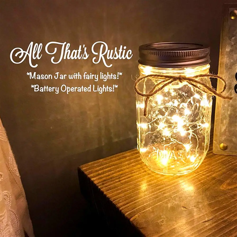 

LED Solar Fairy Cap Light Mason Jar Lid Lamp Xmas Outdoor Garden Decor 2M 20 lamp Warm Light solar lights LED bottle lights