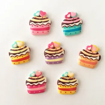 

New 20PCS Hand-painted Resin Ice-cream cake Flat back stone scrapbook Wedding Embellishment diy appliques crafts SK48*2