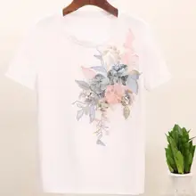 Лето, Тяжелая вышивка вышитые пайетками трехмерные цветы дикий женская мода футболка с короткими рукавами Топы