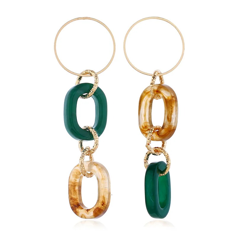 

BELLAHYDIARY Vintage Elegant Long Drop Earrings For Women Asymmetry Party Jewelry Pendant Leopard Print Acrylic Earrings Brincos