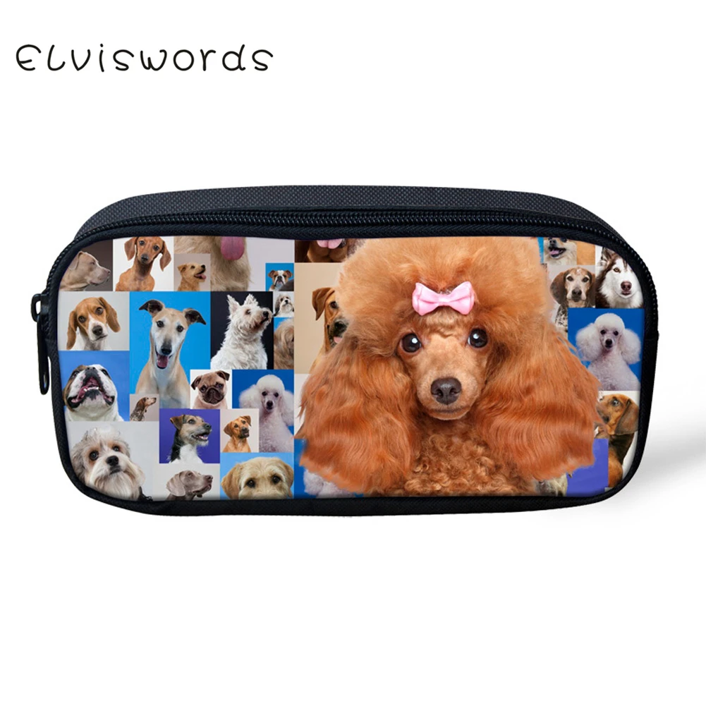 

ELVISWORDS Pencil bags Lovely Dog Print pencil case School Office Supplies Students Stationery Pouch Pen Storage Organizer Cute