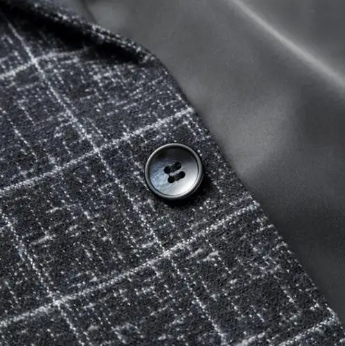 2019 Wool Fashion Jacket Men Classic Jacket Stylish Grid Suit Blazer Jacket Casual Business Tailored Mens Skinny Slim Blazer