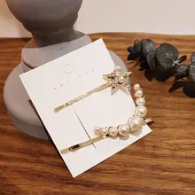 2 шт Новое поступление Корея Мода Дизайн Луна и звезда форма шпилька жемчужные стразы для женщин девушки аксессуары для волос