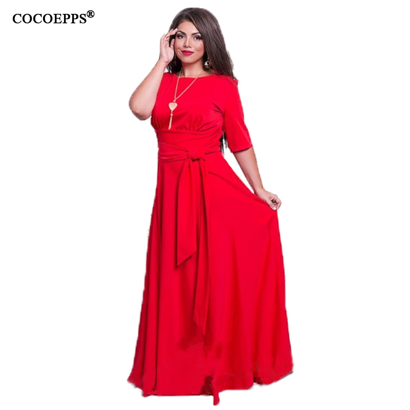 COCOEPPS Plus Size Women Long Floor Dress Autumn Large Size 5XL 6XL Maxi Dress Elegant Party Club Sexy Big Size Open back dress