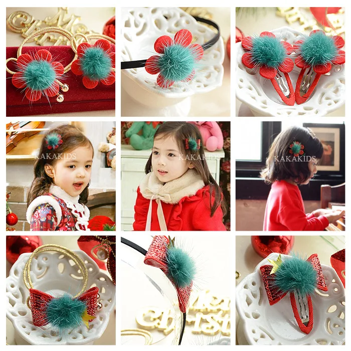 

Children Hair Accessories Of Christmas Day With Pretty Flower/Bow/Hat/Tree Hairpin And Elastic Bands And Head Hoop