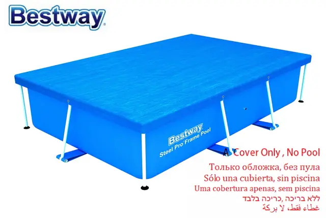 58105 Bestway 264x174 Cm Couverture De Piscine Avec Cordes De