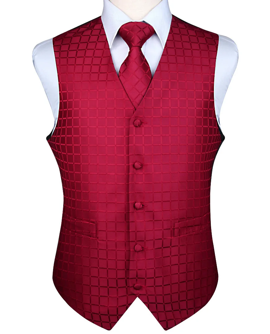 

Men's Classic Party Wedding Paisley Plaid Floral Jacquard Waistcoat Vest Pocket Square Tie Suit Pocket Square Set