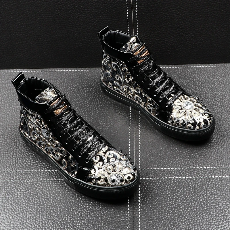 Haute En Hommes Bleu Courtes Hip Sneakers bleu Rivets Qualité Printemps Hop Peluche Panda Punk Noir Bottes Chaussures Nouvelle Arrivée Mode Automne Nvwm8n0