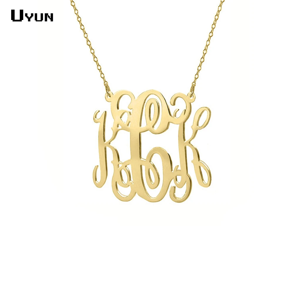 

Senfai Customized Initials Monogram Nameplate Necklace Custom Name Necklaces Personalized Best Christmas Gift Jewelry Women