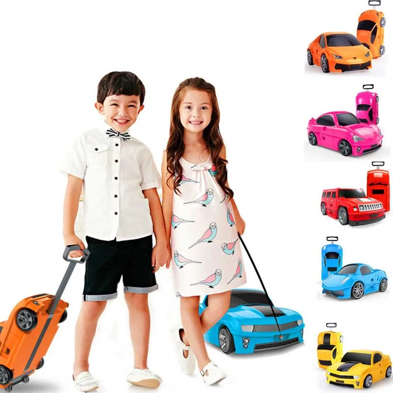 

LeTrend Cute Cartoon Children Rolling Luggage Spinner Suitcase Wheels Students/kids Cabin Car model Trolley 18 inch Travel Bag
