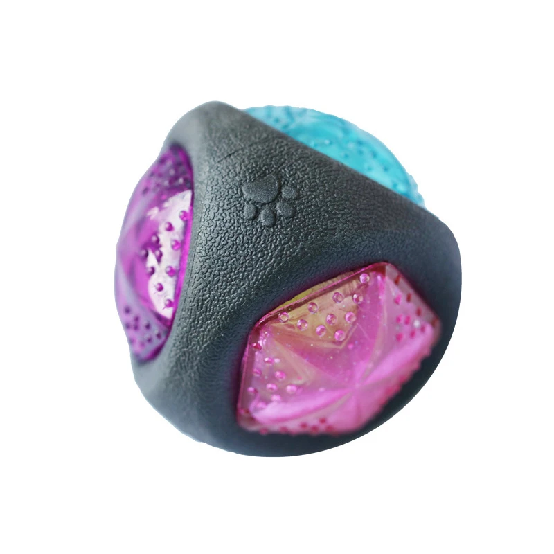 

Original Squeak Chew Ball Toy with LED Night Light For Small Medium Large Dogs Cats Teeth Cleaning Chew Toy Dog Training Toys