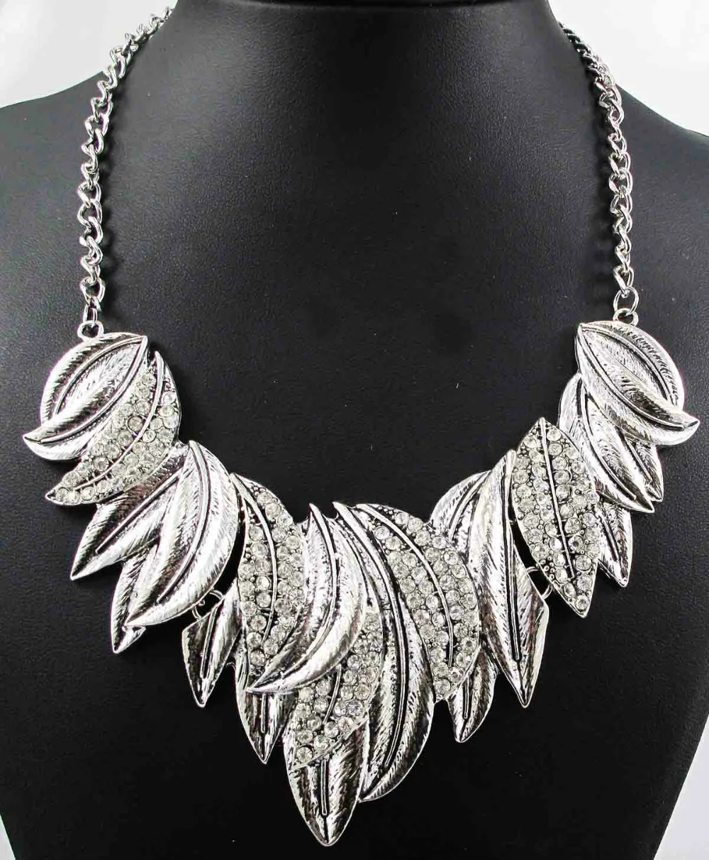 

silver Newest Gorgeous Fashion Necklace Jewelry crystal Department Statement Necklace Women Choker Necklaces Pendants